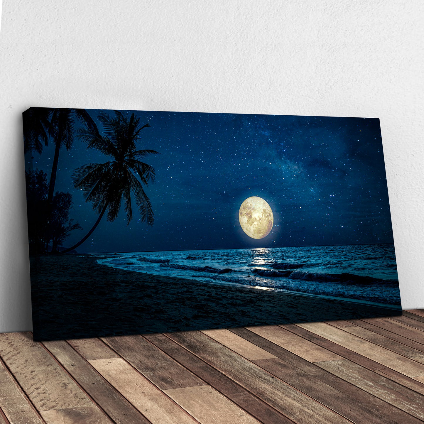 Moonlight Shines At The Beach Canvas Wall Art Style 1 - Image by Tailored Canvases