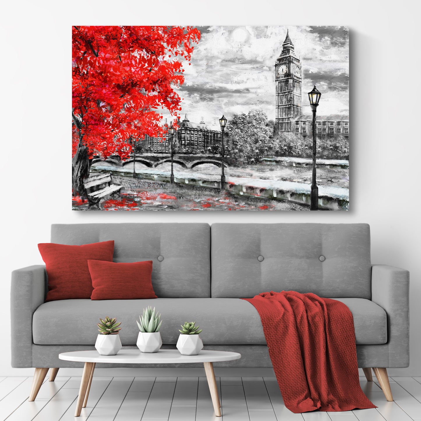 Stunning Red Autumn Tree Wall Art Canvas Style 2 - Image by Tailored Canvases