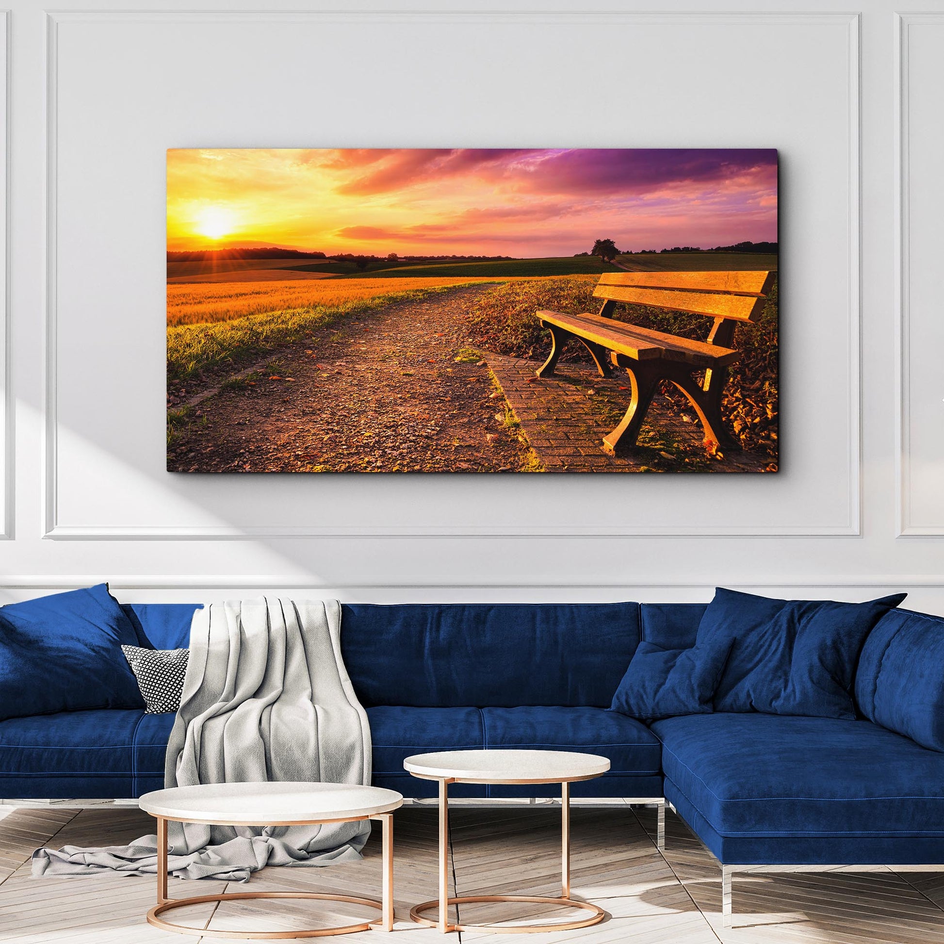 Idyllic Sunset Field Canvas Wall Art Style 2 - Image by Tailored Canvases