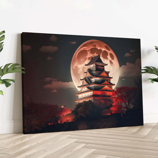 Castle Red Moon Canvas Wall Art Style 2 - Image by Tailored Canvases