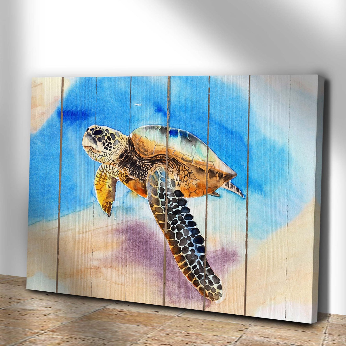 Sea Turtle Watercolor Painting Canvas Wall Art Style 2 - Image by Tailored Canvases