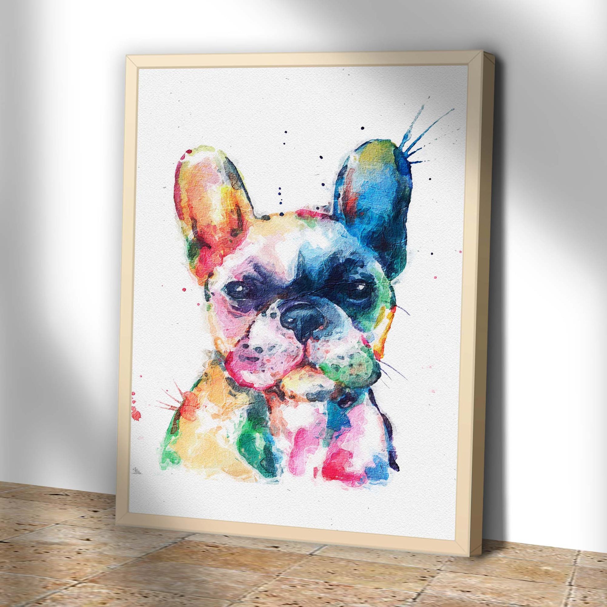 Colorful Watercolor Dog Canvas Wall Art Tailored Canvases