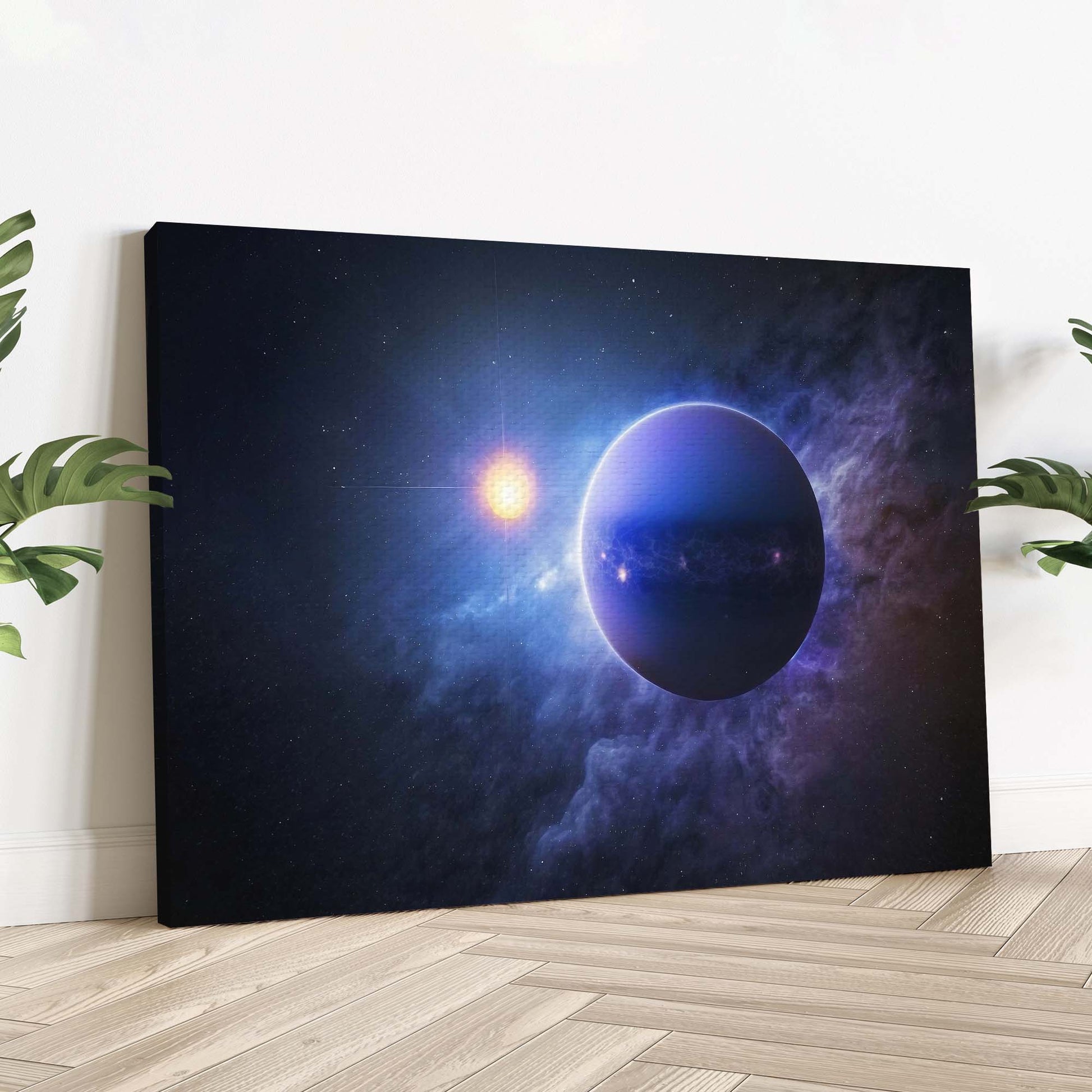 Planet Neptune And Sun Canvas Wall Art Style 2 - Image by Tailored Canvases