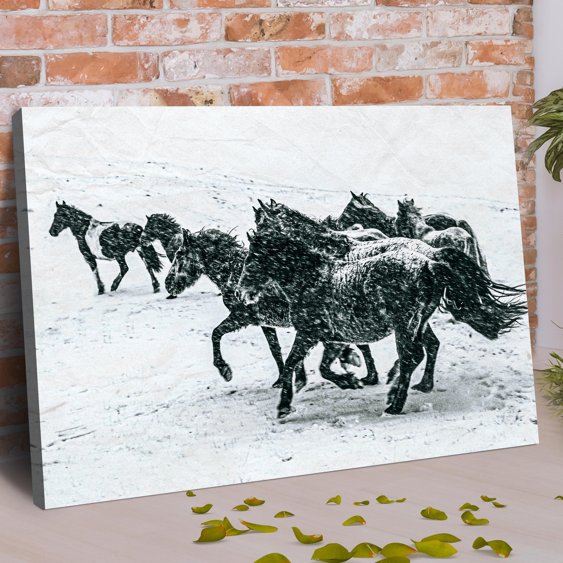Horses In Snow Canvas Wall Art Style 1 - Image by Tailored Canvases