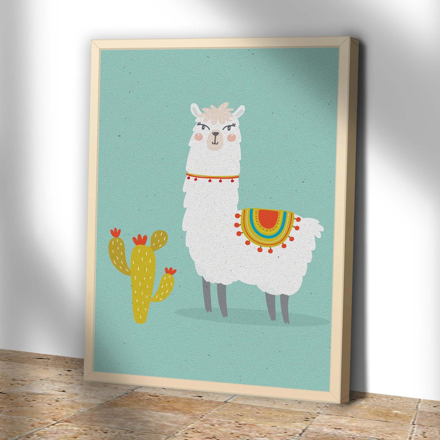 Whimsical Llama Portrait Canvas Wall Art Style 1 - Image by Tailored Canvases