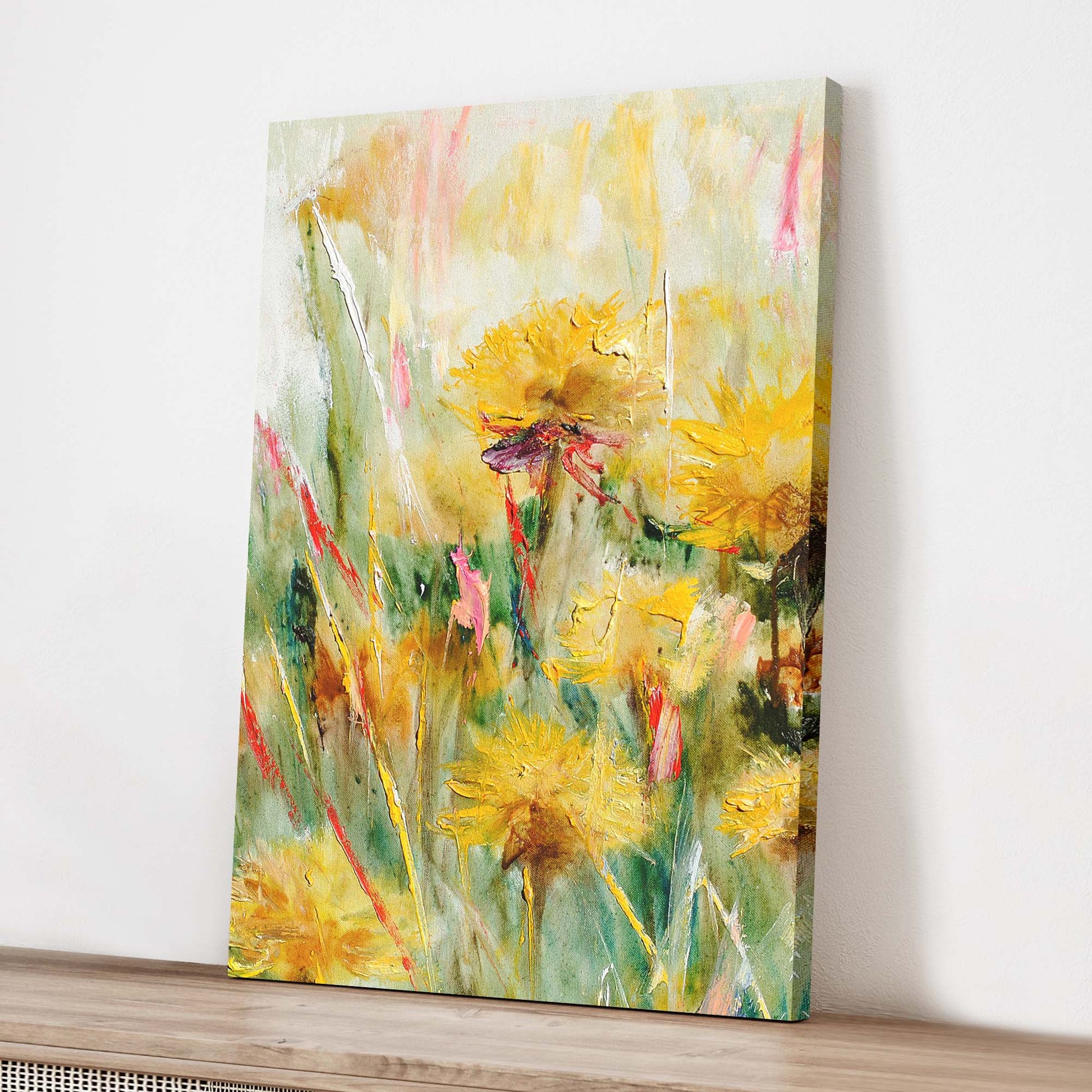 Flowers Daffodils Abstract Painting Canvas Wall Art Style 2 - Image by Tailored Canvases