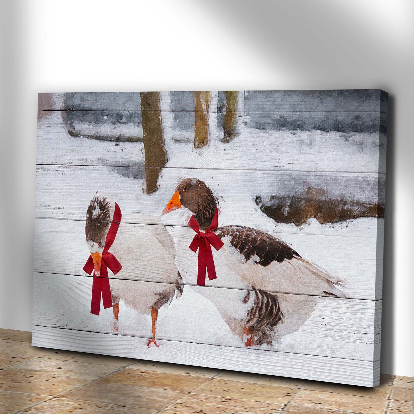 Christmas Geese Canvas Wall Art Style 2 - Image by Tailored Canvases