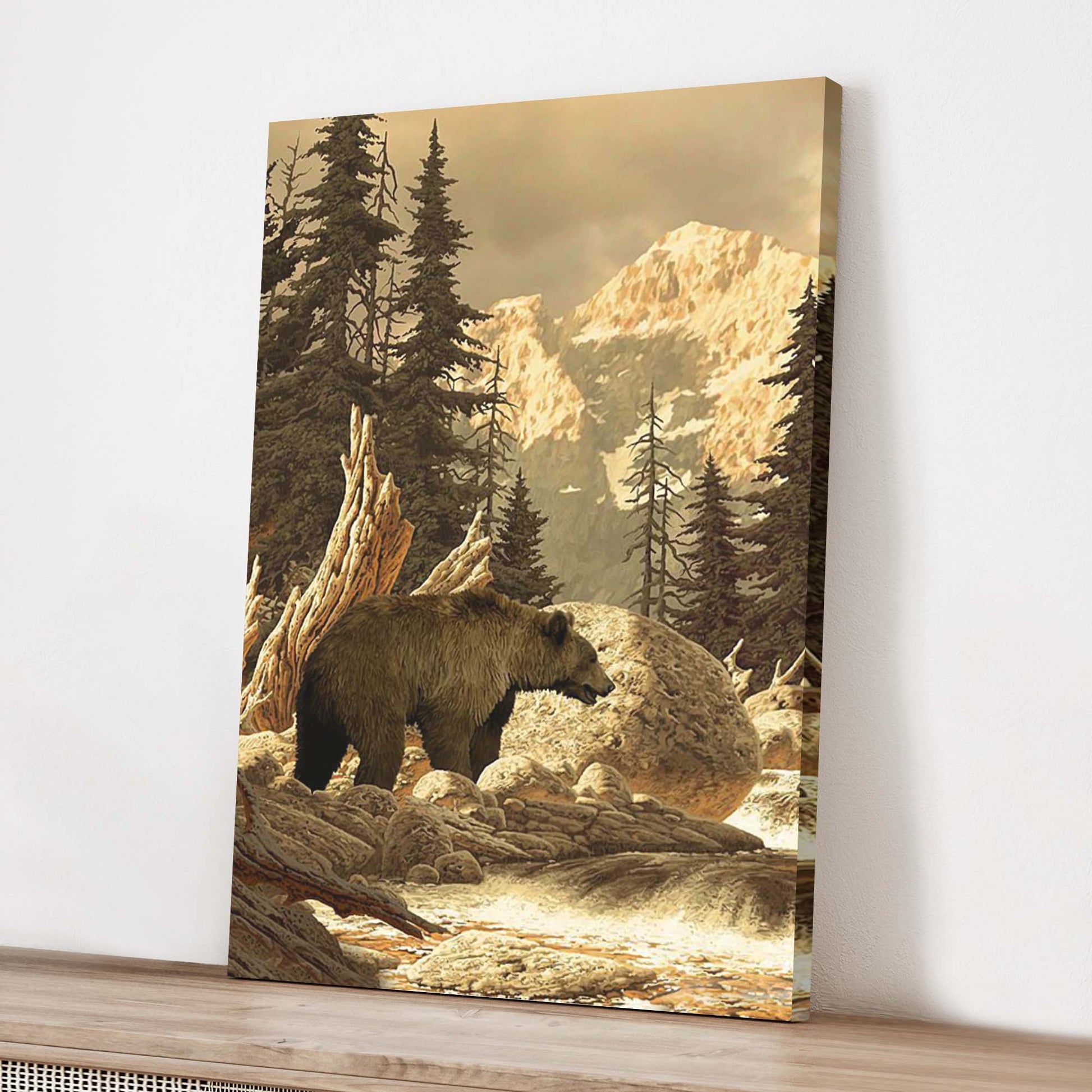 Animals Forest Bear Grizzly Canvas Wall Art II Style 2 - Image by Tailored Canvases