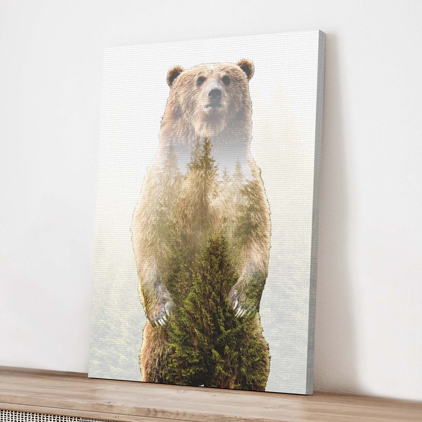 Animals Forest Bear Pines Canvas Wall Art Style 2 - Image by Tailored Canvases