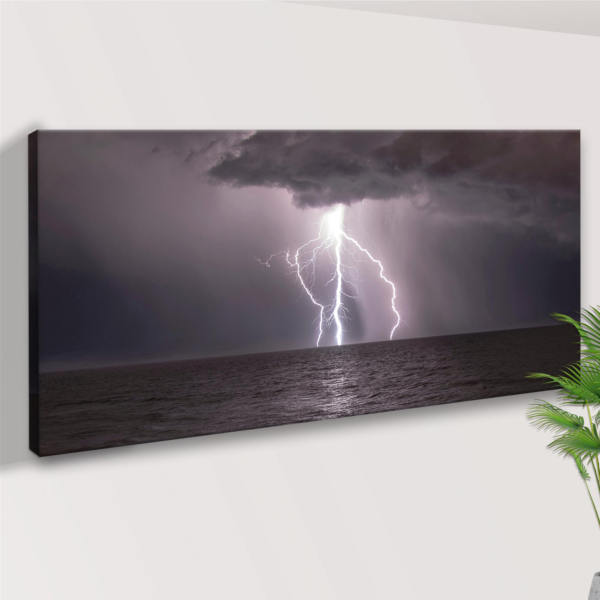 Ocean Thunder Storm Bolt Canvas Wall Art Style 1 - Image by Tailored Canvases