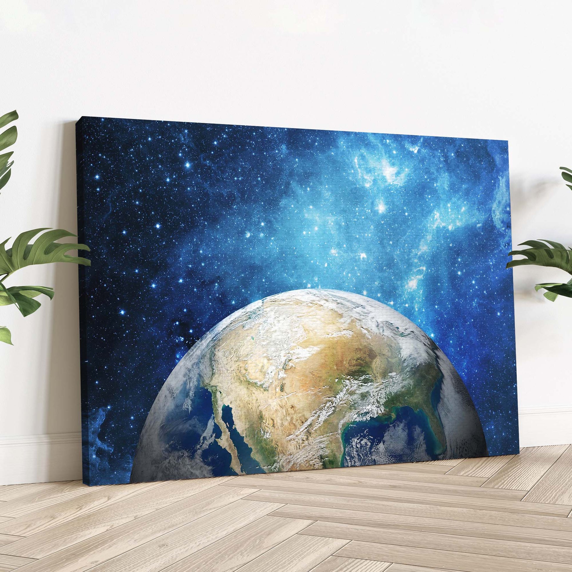 Planet Earth In The Universe Canvas Wall Art Style 2 - Image by Tailored Canvases