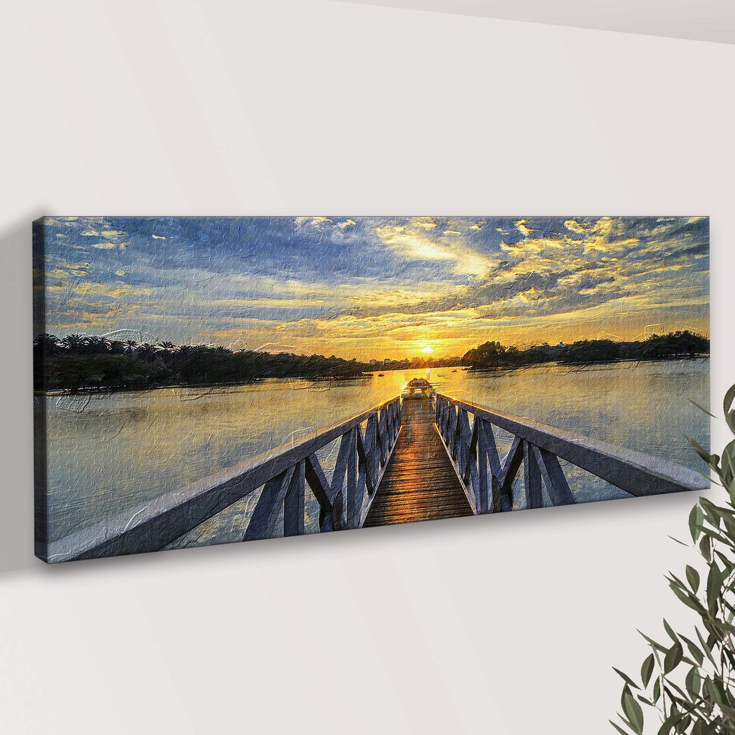 Vibrant Sunset Lake Canvas Wall Art Style 1 - Image by Tailored Canvases
