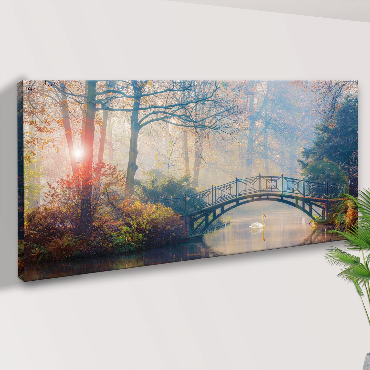 Misty Park Bridge Canvas Wall Art Style 1 - Image by Tailored Canvases