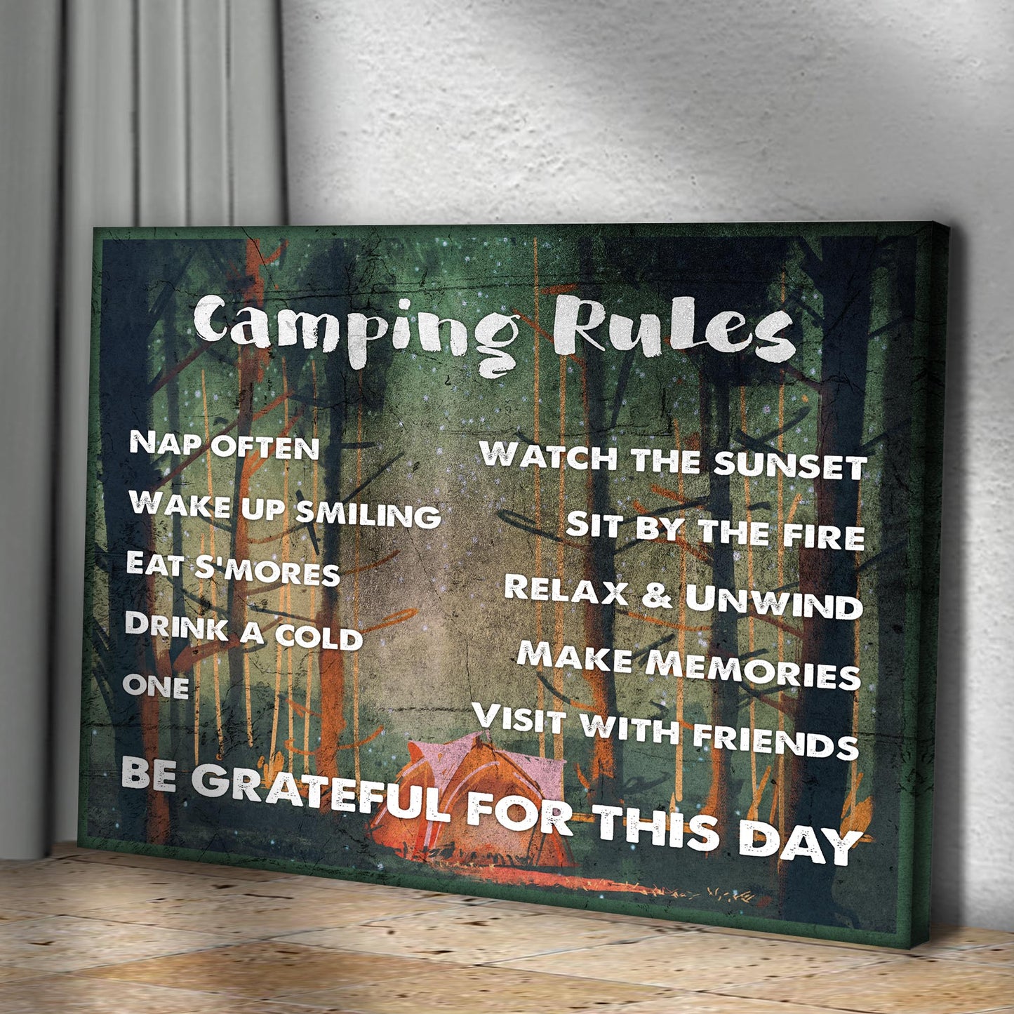 Camping Rules Sign Style 2 - Image by Tailored Canvases