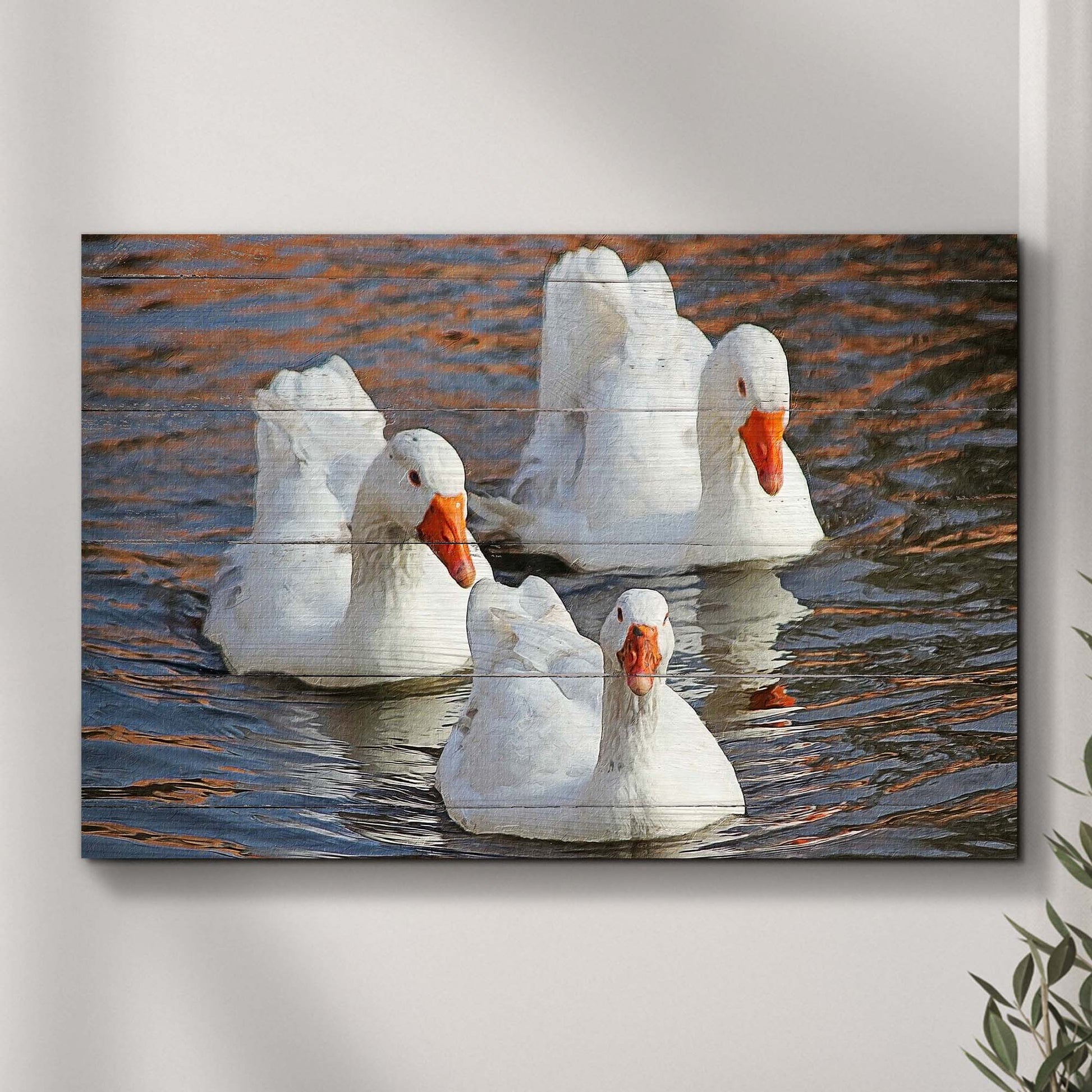 Three White Geese Canvas Wall Art - Image by Tailored Canvases