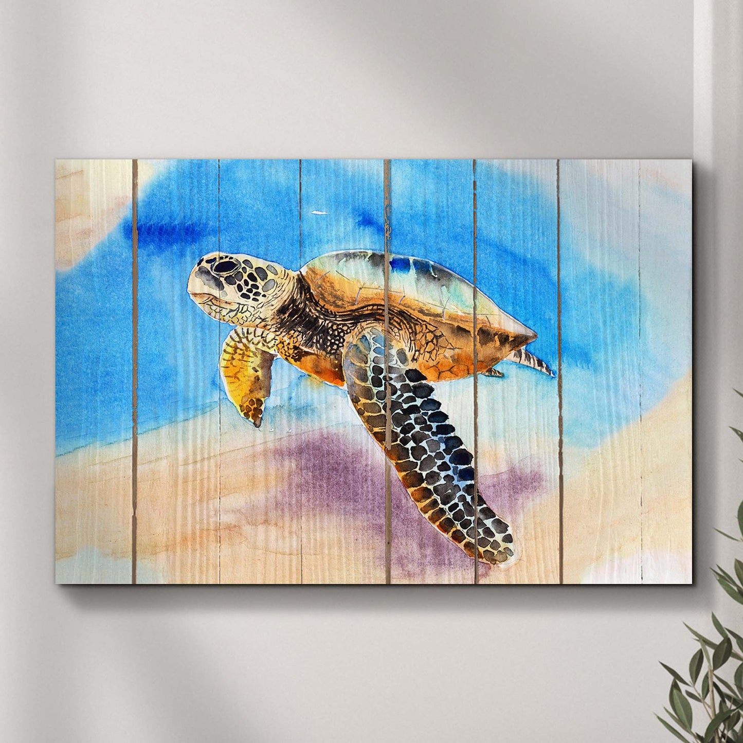 Sea Turtle Watercolor Painting Canvas Wall Art Style 1 - Image by Tailored Canvases