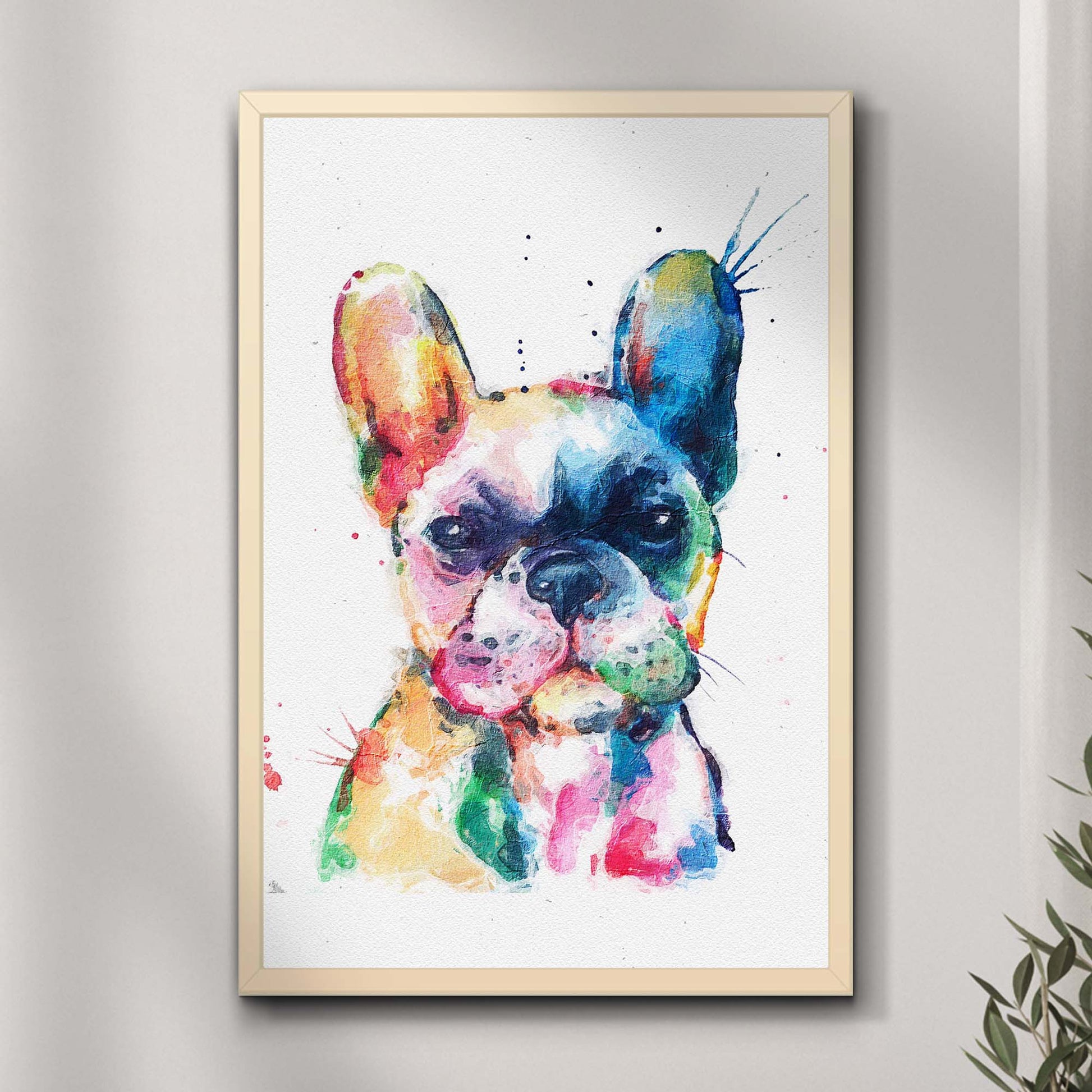 Colorful Watercolor Dog Canvas Wall Art - Image by Tailored Canvases