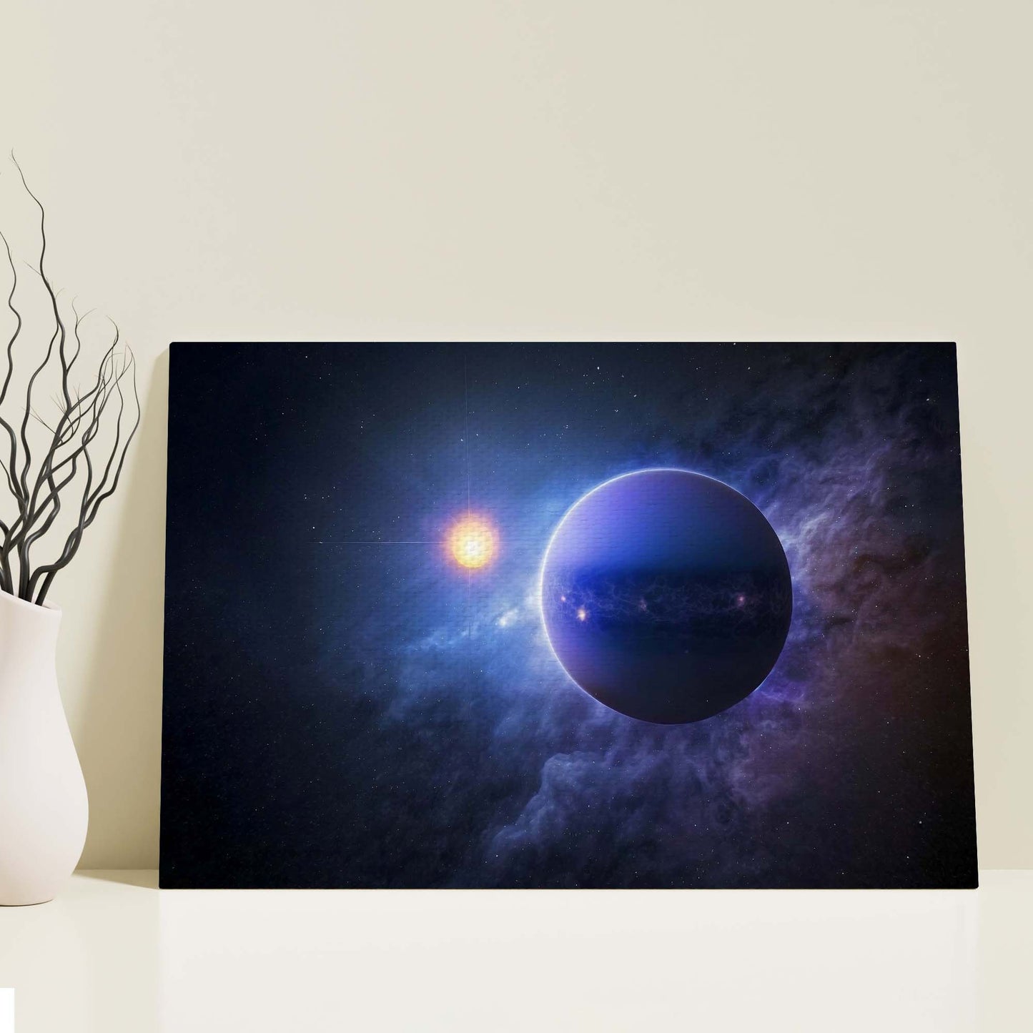 Planet Neptune And Sun Canvas Wall Art Style 1 - Image by Tailored Canvases