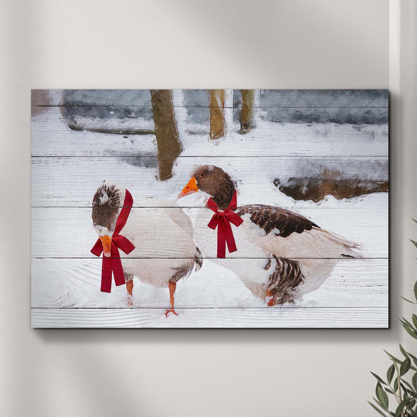 Christmas Geese Canvas Wall Art Style 1 - Image by Tailored Canvases