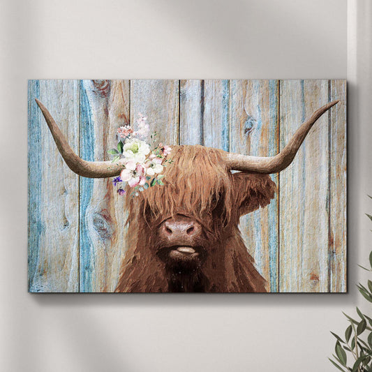 Highland Cow Rustic Painting Canvas Wall Art - Image by Tailored Canvases