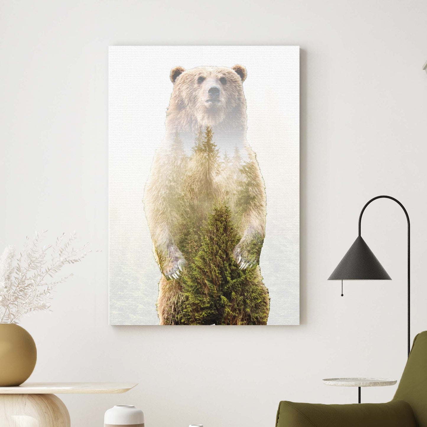 Animals Forest Bear Pines Canvas Wall Art Style 1 - Image by Tailored Canvases