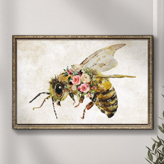 Floral Honey Bee Painting Canvas Wall Art - Image by Tailored Canvases