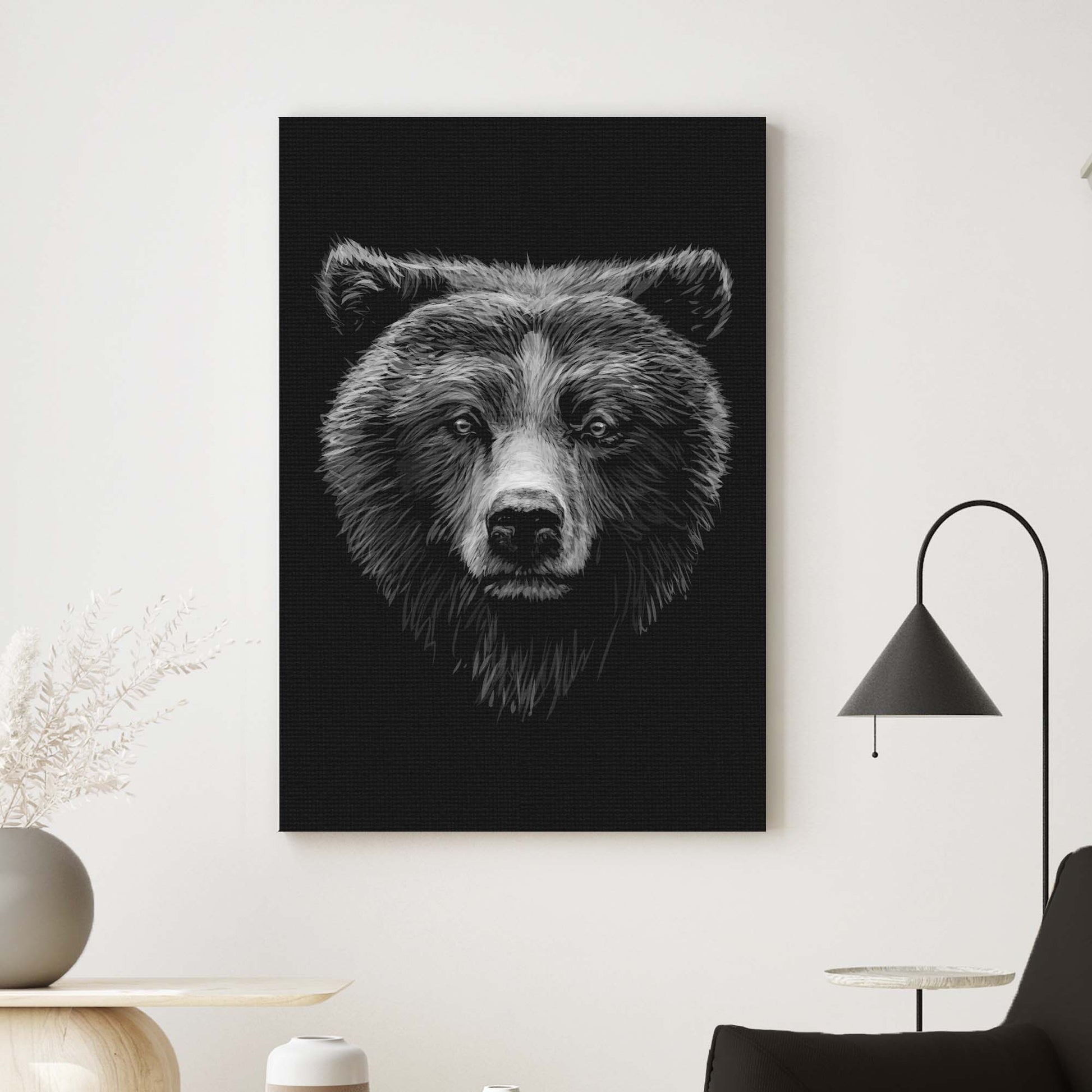 Animals Forest Bear Monochrome Canvas Wall Art Style 1 - Image by Tailored Canvases