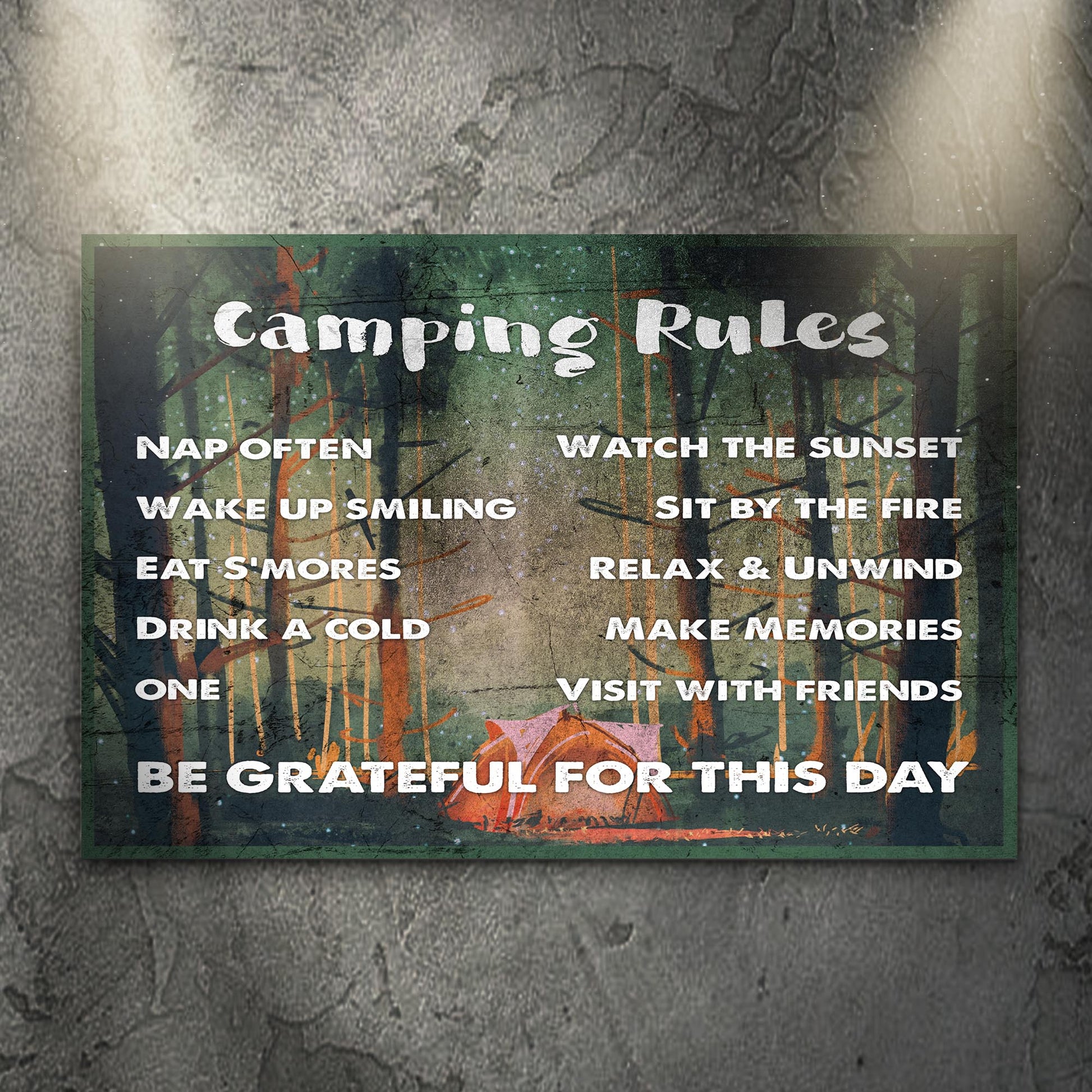 Camping Rules Sign Style 1 - Image by Tailored Canvases