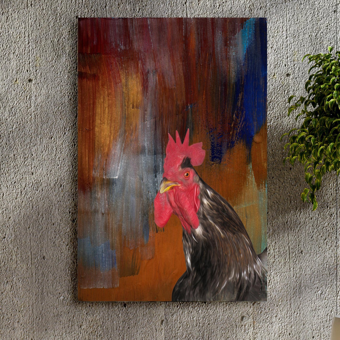 Retro Chicken Painting Canvas Wall Art