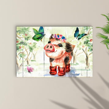 Cute Little Pig Canvas Wall Art