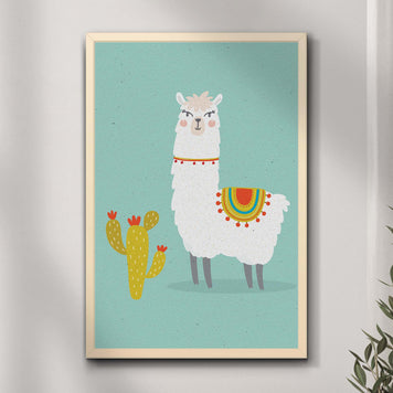 Whimsical Llama Portrait Canvas Wall Art