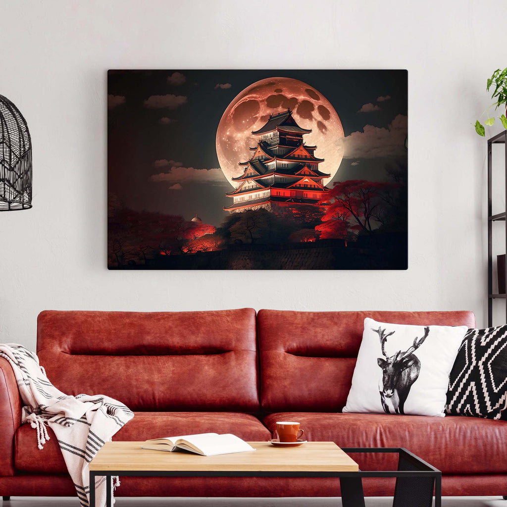 Castle Red Moon Canvas Wall Art by Tailored Canvases