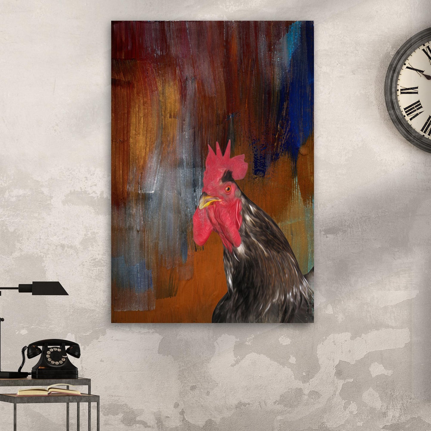 Retro Chicken Painting Canvas Wall Art