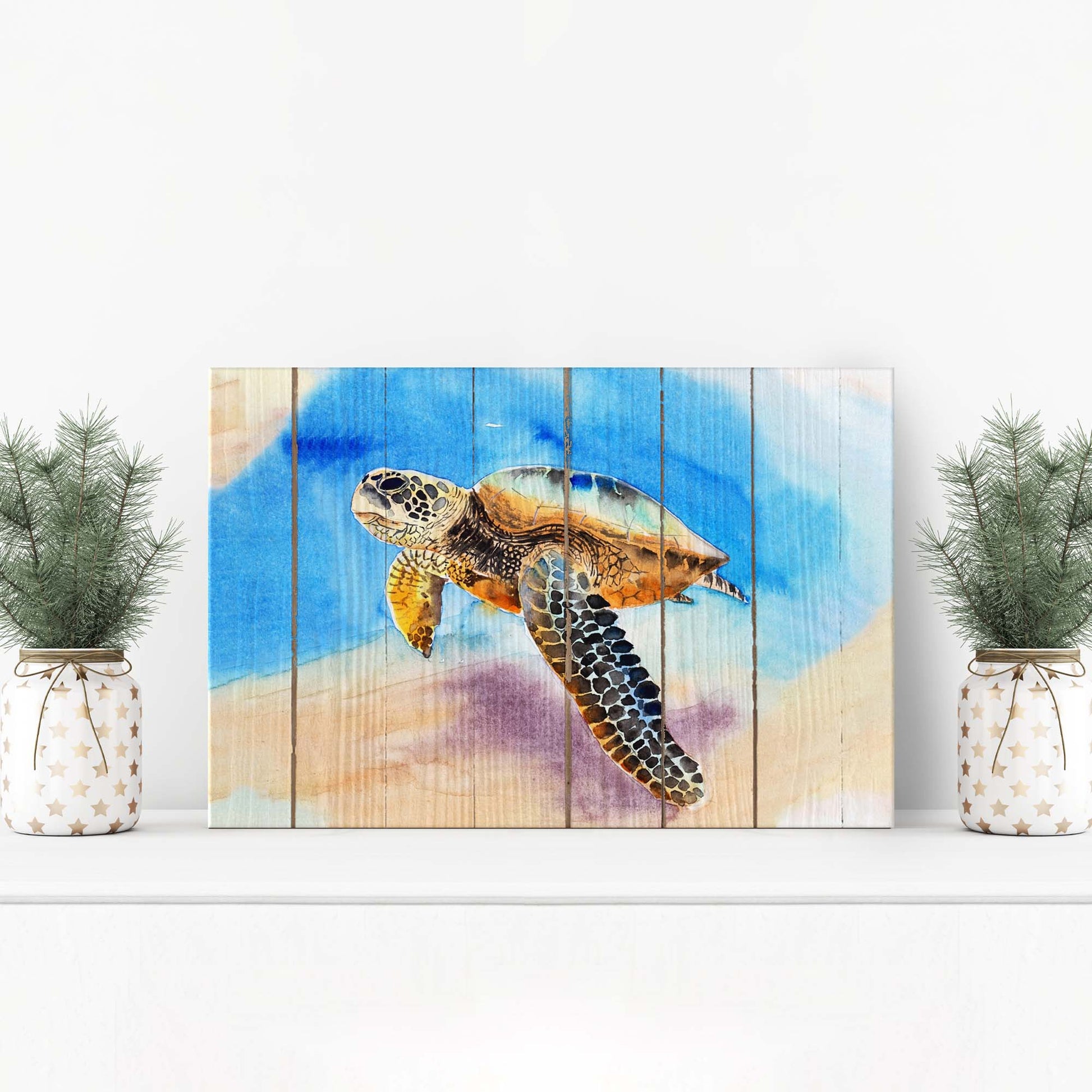Sea Turtle Watercolor Painting Canvas Wall Art - Image by Tailored Canvases