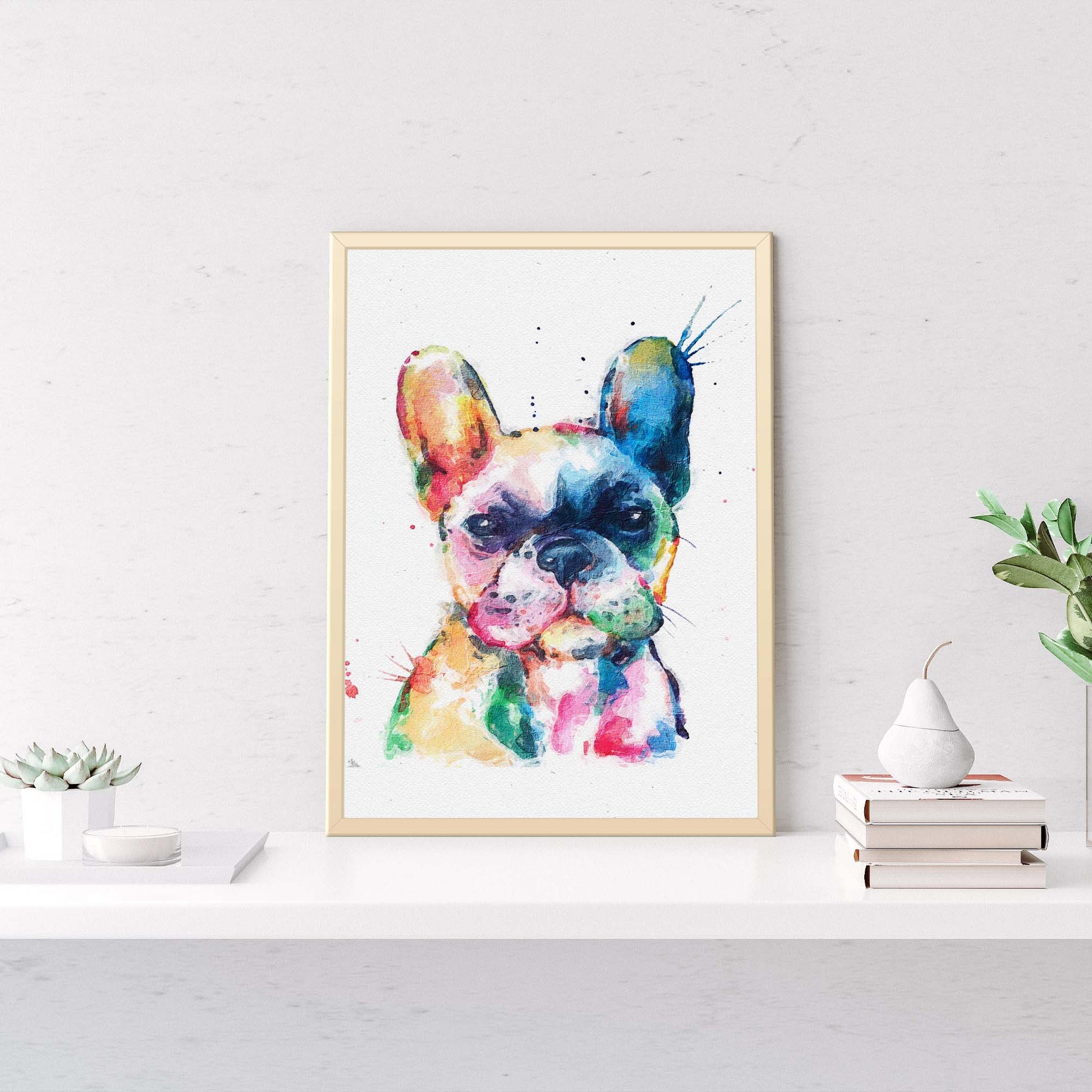 Colorful Watercolor Dog Canvas Wall Art Style 1 - Image by Tailored Canvases