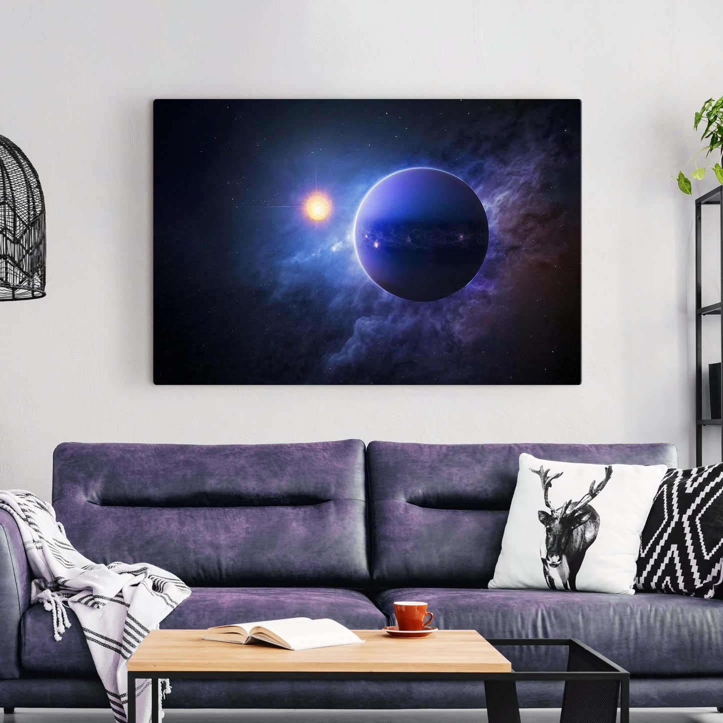 Planet Neptune And Sun Canvas Wall Art  - Image by Tailored Canvases