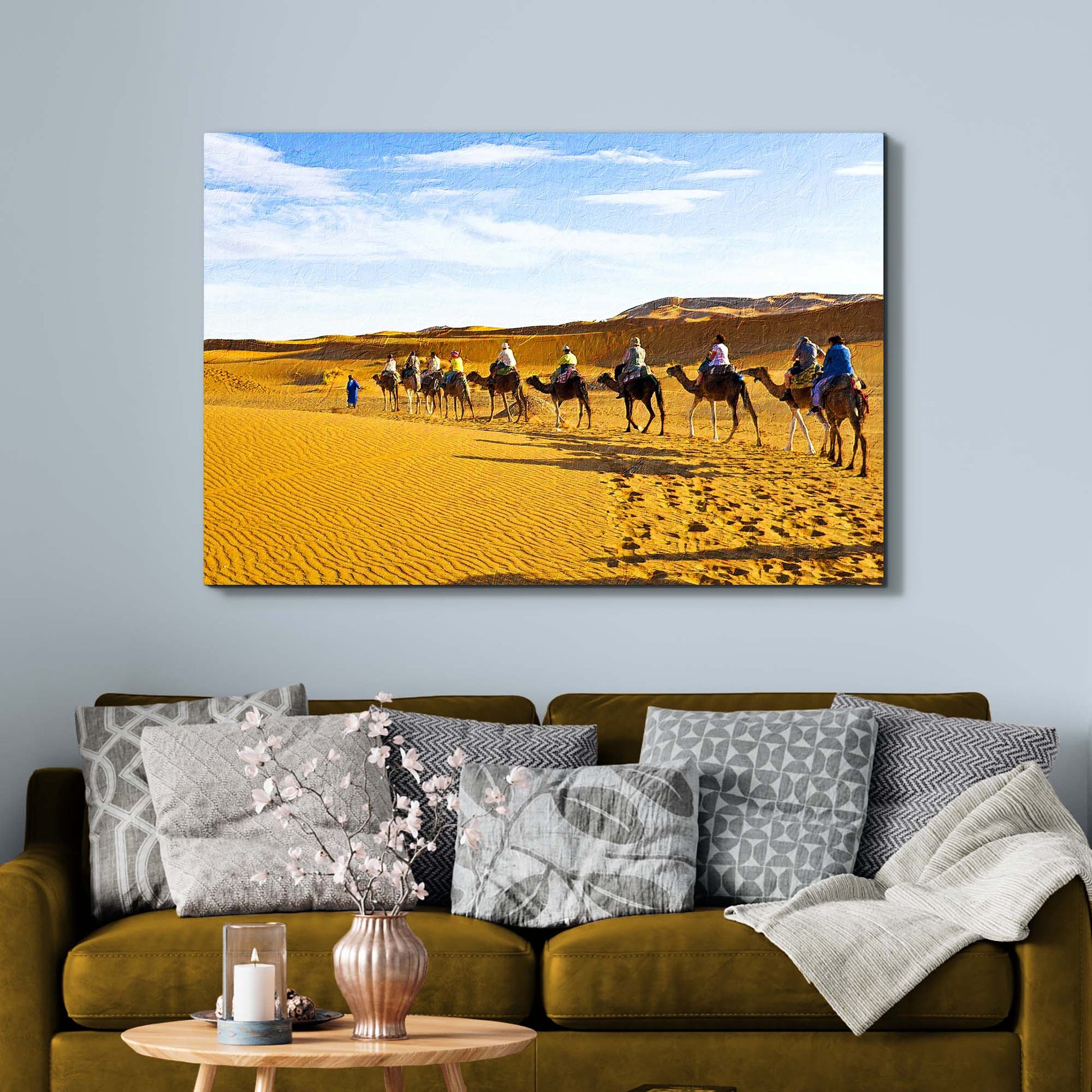 Camel Through Sand Dunes Canvas Wall Art Style 2 - Image by Tailored Canvases