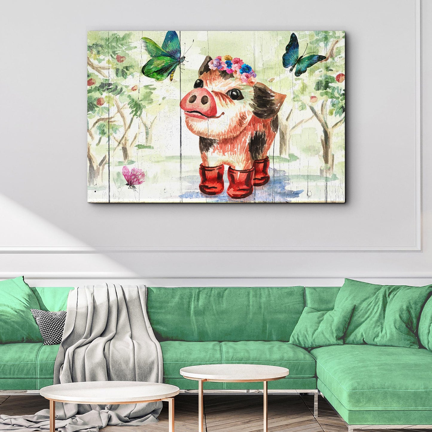 Cute Little Pig Canvas Wall Art Style 2 - Image by Tailored Canvases