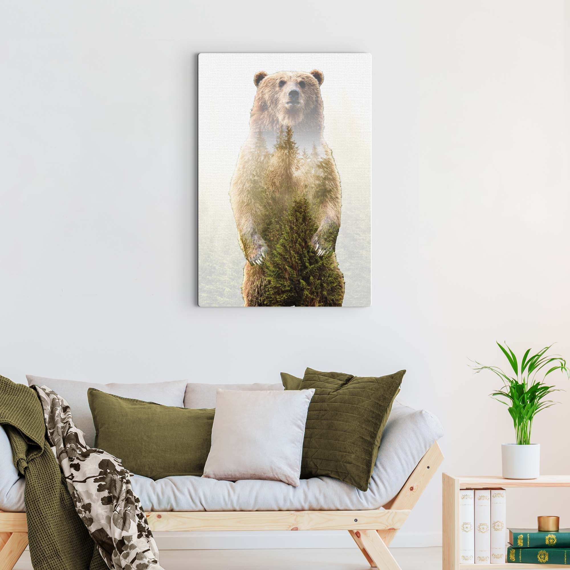 Animals Forest Bear Pines Canvas Wall Art - Tailored Canvases