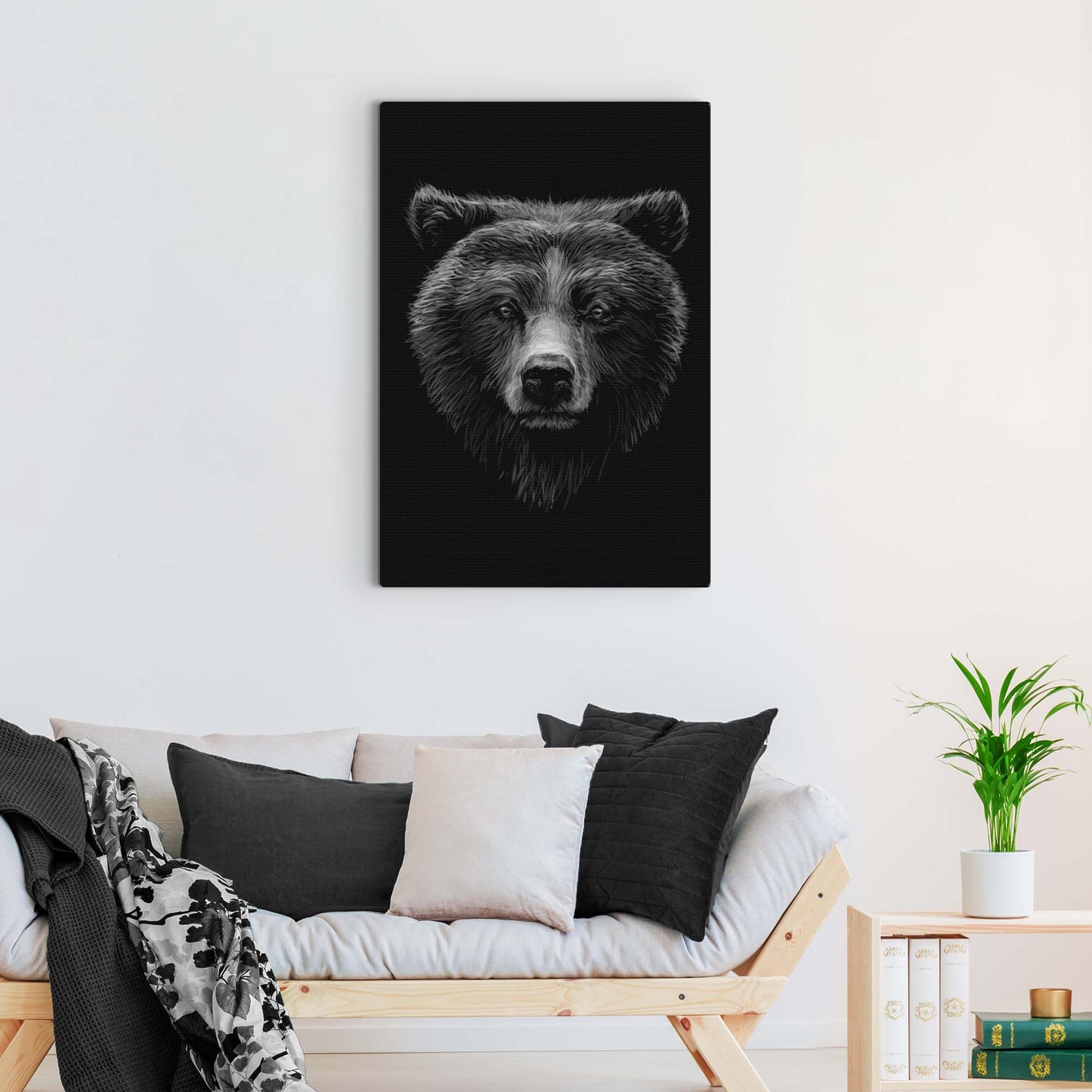 Animals Forest Bear Monochrome Canvas Wall Art - Image by Tailored Canvases