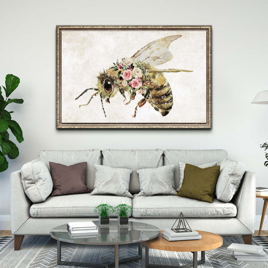 Floral Honey Bee Painting Canvas Wall Art - Image by Tailored Canvases