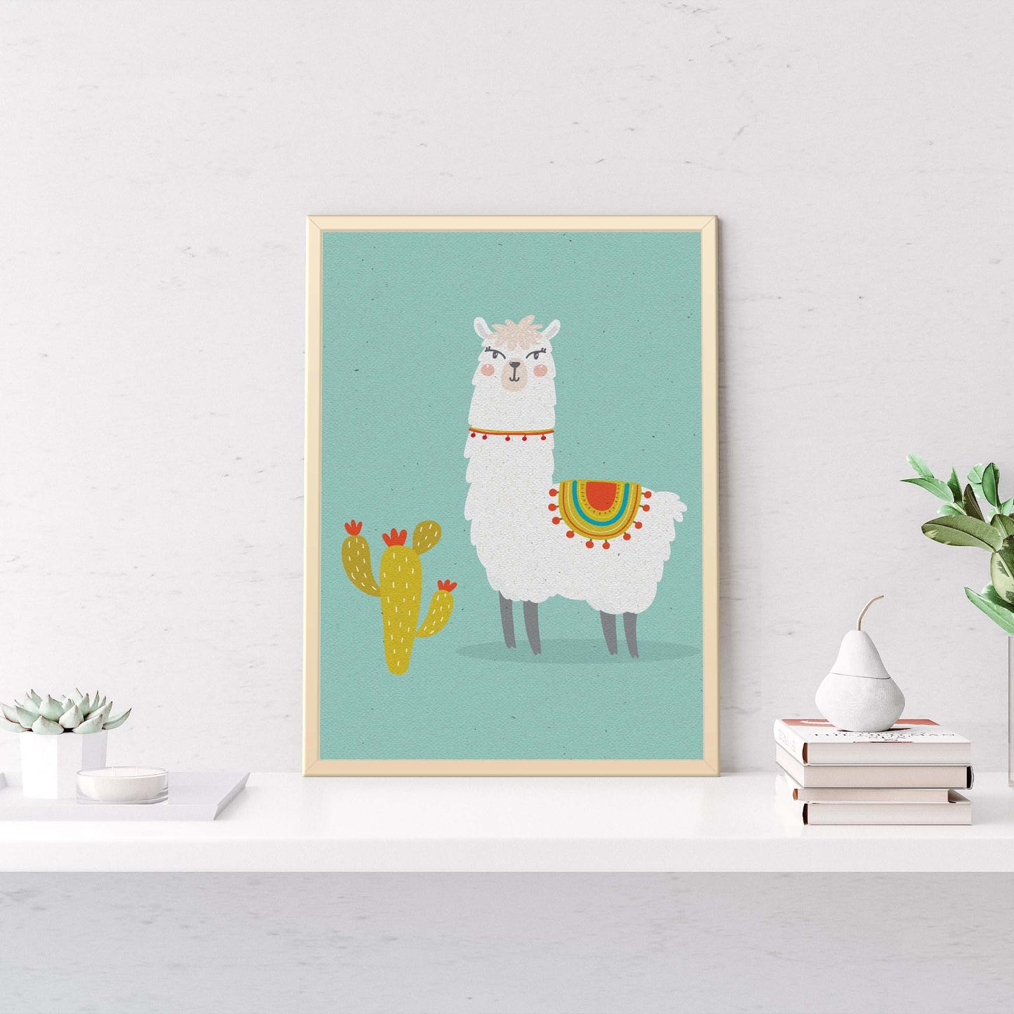 Whimsical Llama Portrait Canvas Wall Art Style 2 - Image by Tailored Canvases