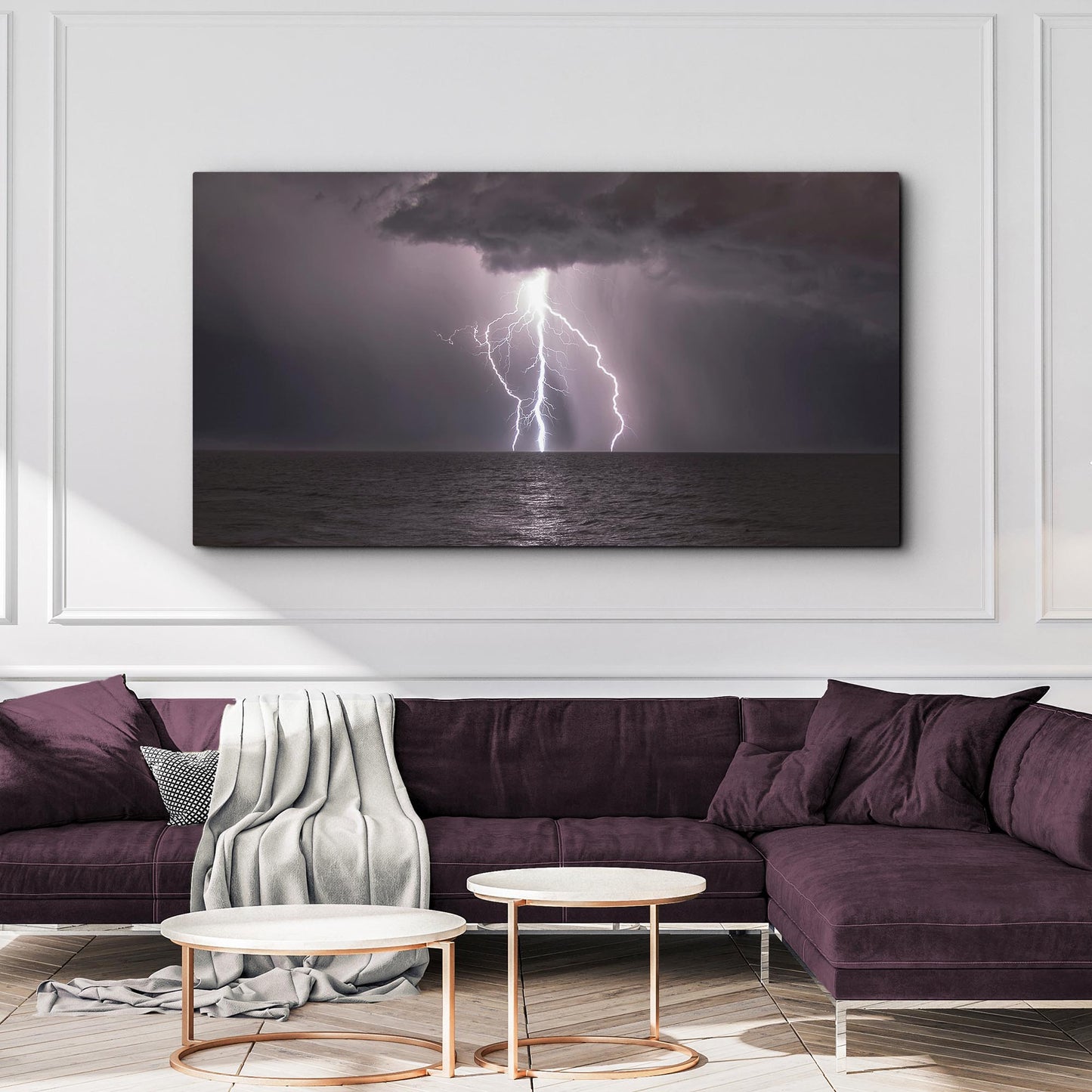 Ocean Thunder Storm Bolt Canvas Wall Art Style 2 - Image by Tailored Canvases