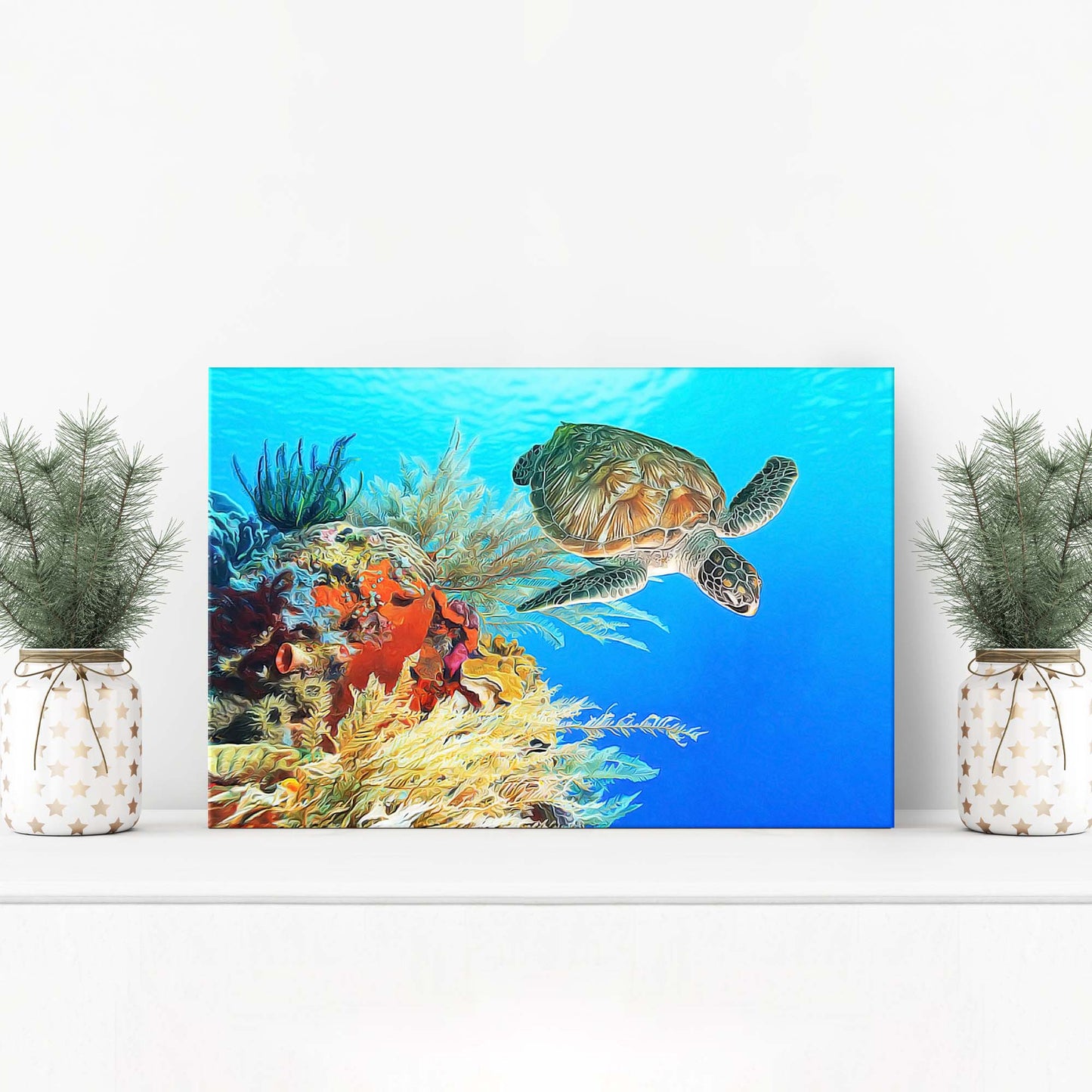 Blue Ocean Sea Turtle Canvas Wall Art - Image by Tailored Canvases