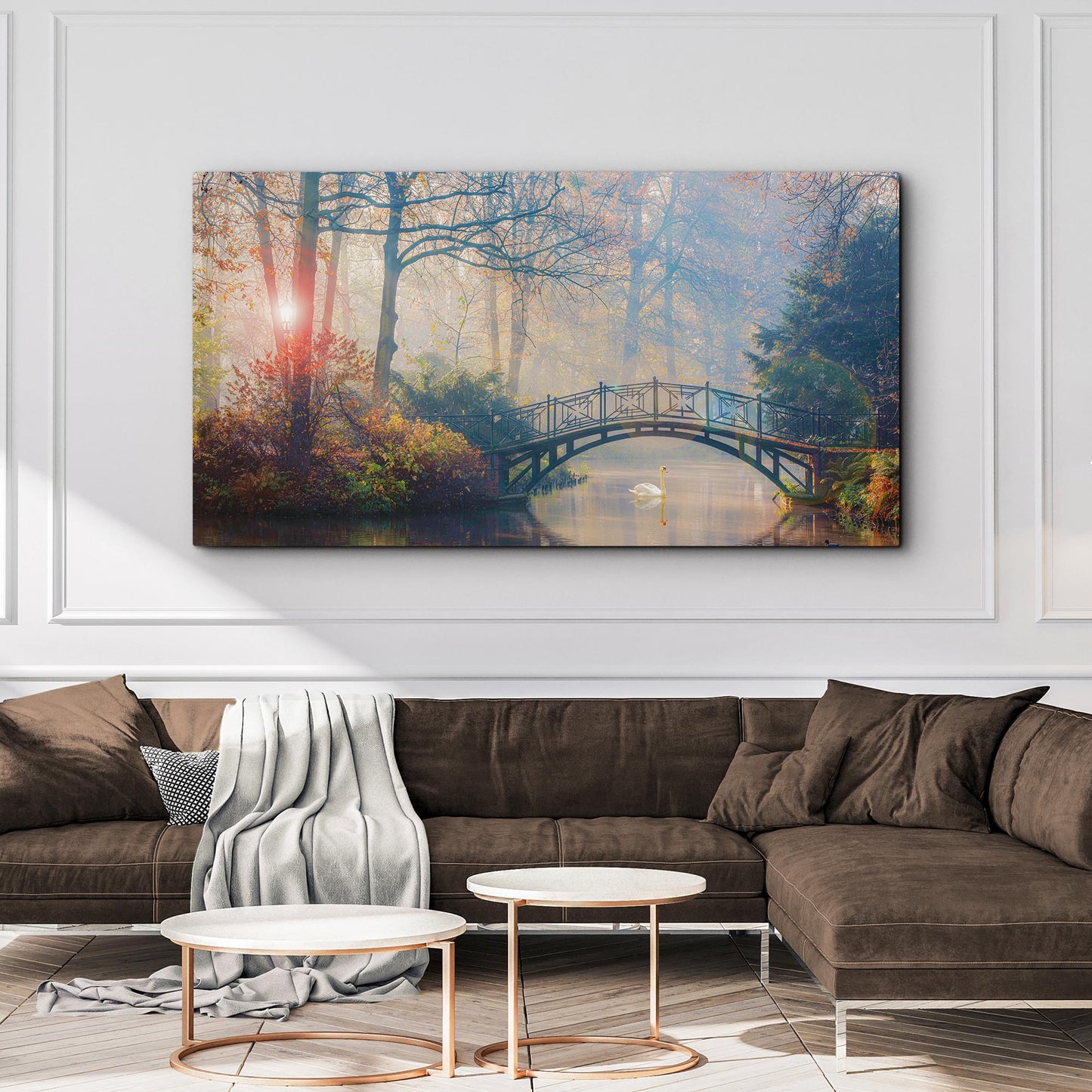Misty Park Bridge Canvas Wall Art Style 2 - Image by Tailored Canvases