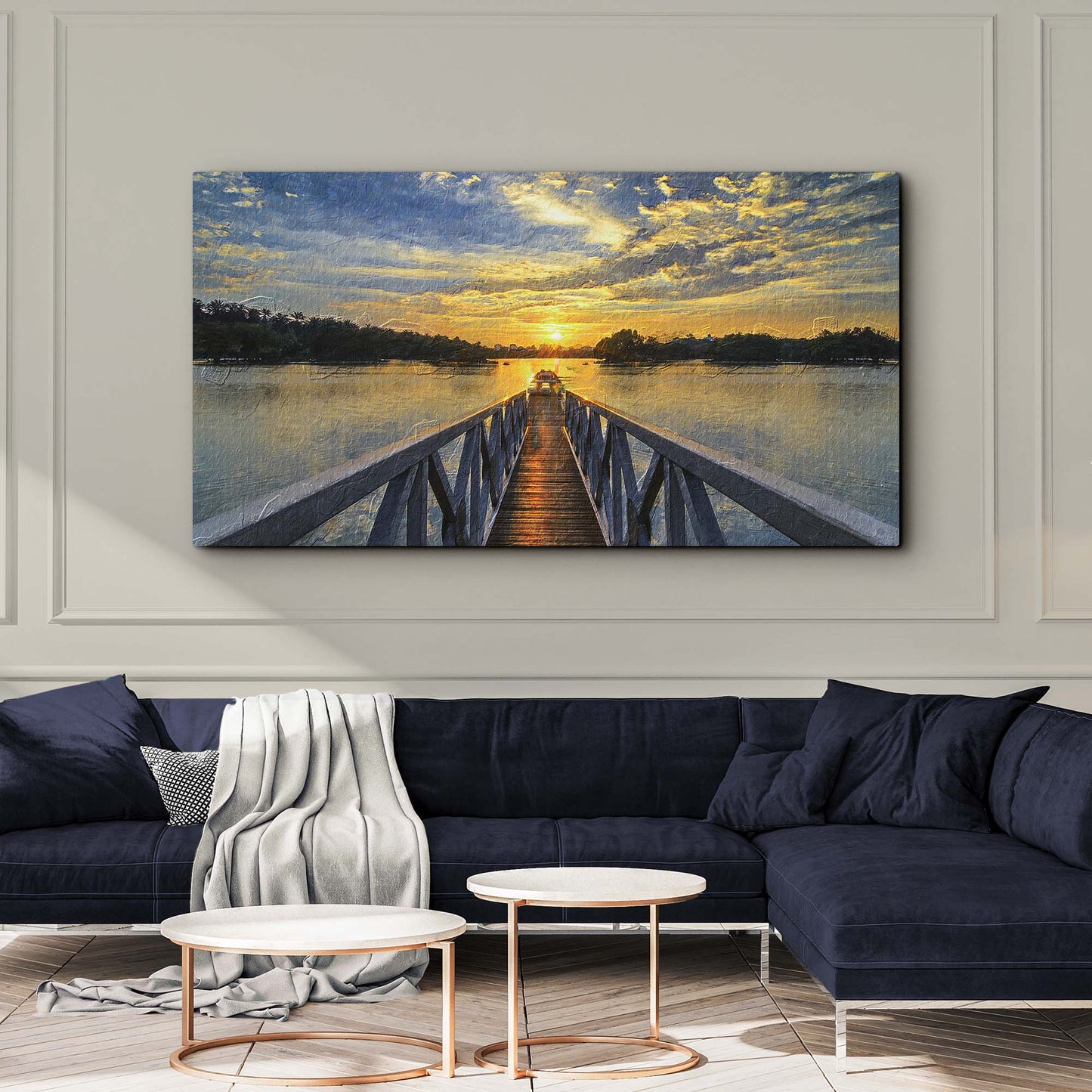 Vibrant Sunset Lake Canvas Wall Art Style 2 - Image by Tailored Canvases