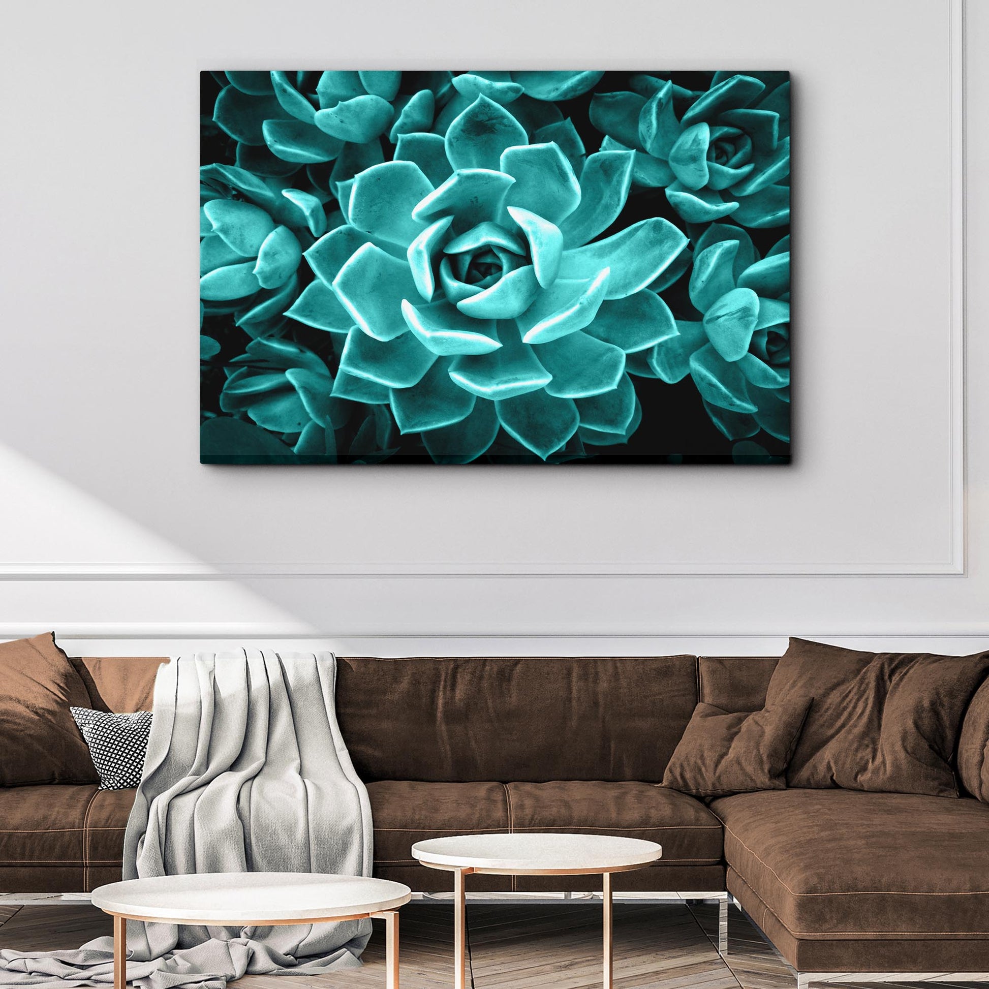 Teal Rose Succulent Canvas Wall Art II Style 2 - Image by Tailored Canvases