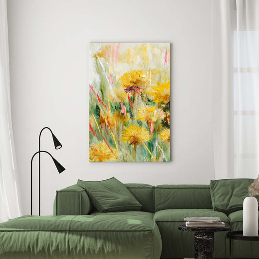 Flowers Daffodils Abstract Painting Canvas Wall Art - Image by Tailored Canvases