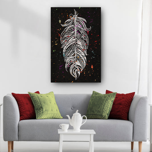 Decor Elements Feather White Boho Canvas Wall Art - Image by Tailored Canvases