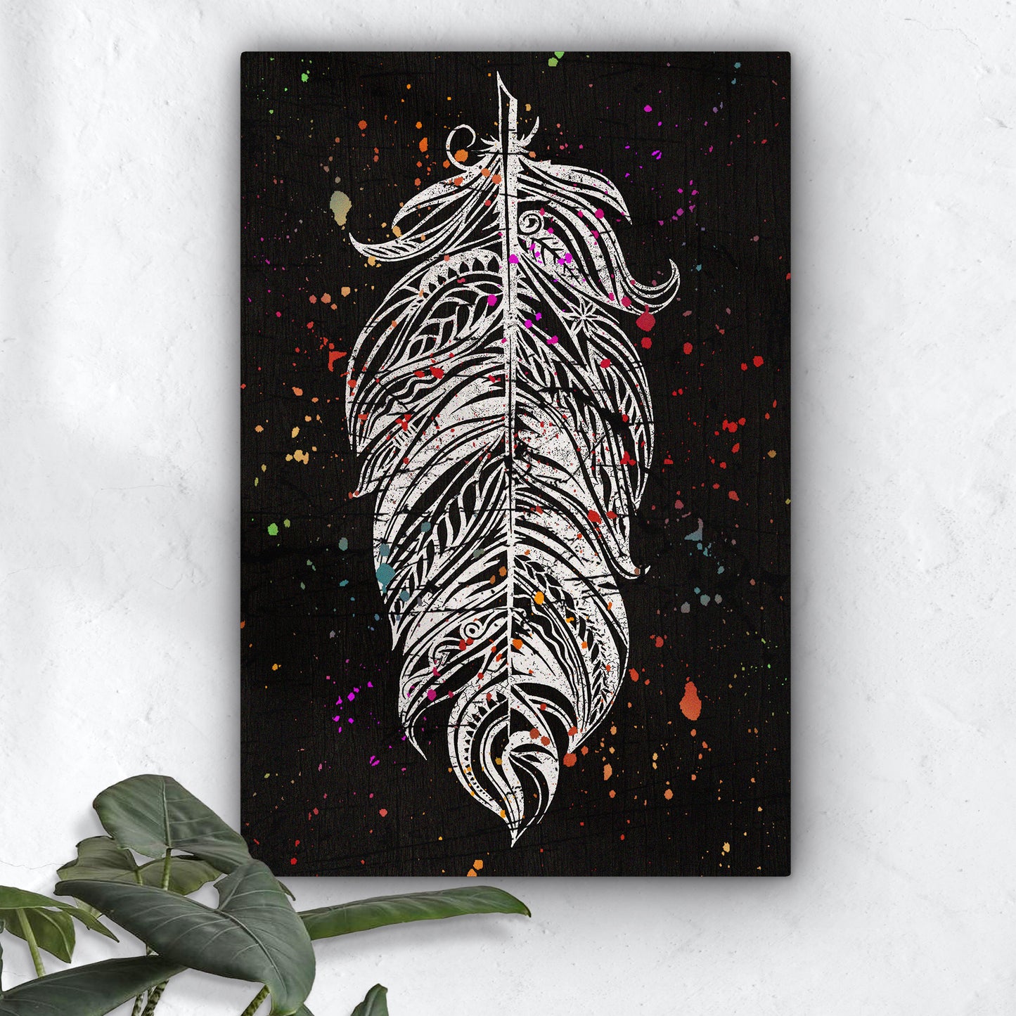 Decor Elements Feather White Boho Canvas Wall Art Style 1 - Image by Tailored Canvases